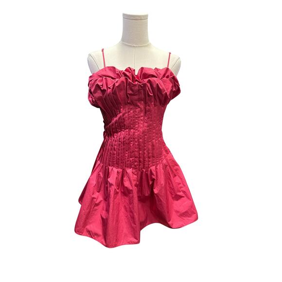 Free People Rose Bud Mini Dress – Pink Fit & Flare Party Dress - Picture 2 of 4